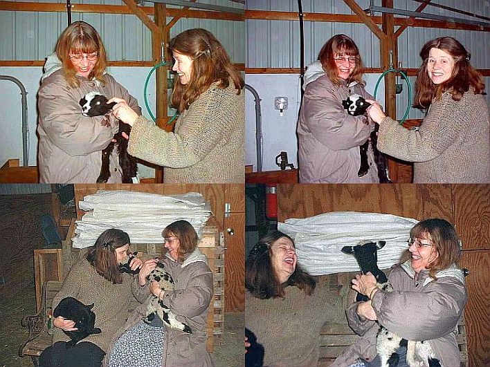 Niki and Candi Stiles with newborn lambs