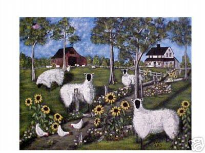 12 Sheep 3 Chickens and Sunflowers