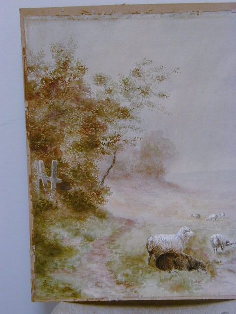 19Th Century White Sheep and 1 Black Sheep
