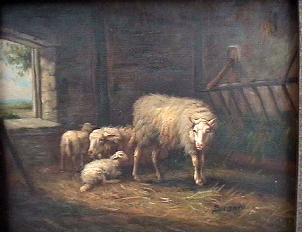 2 Ewes 2 Lambs in Barn