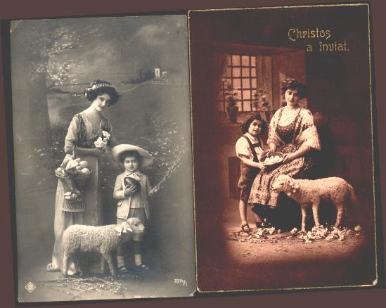 2 Old Holiday Cards with Sheep