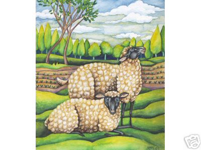 2 Sheep on Spring Pasture