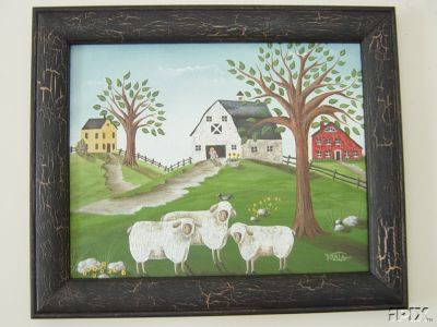 3 Sheep Folk Art