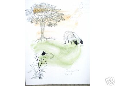 3 Sheep Watercolor