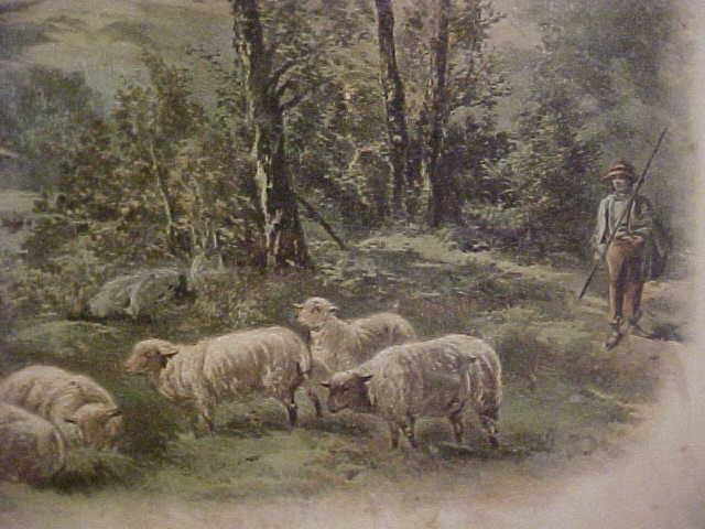 5 Sheep and Shepherd By Woods