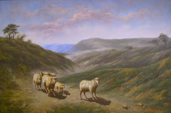 7 Sheep in a Dry Creek Bed