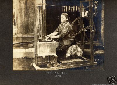 A Japanese Woman Spinning Silk
