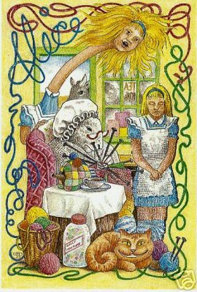 Alice Cheshire Cat and Knitting Sheep