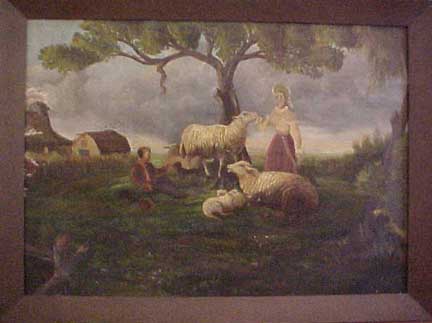 American Folk Art Children with Sheep