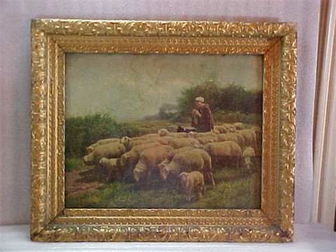 Antique Sheep with Knitting Shepherdess