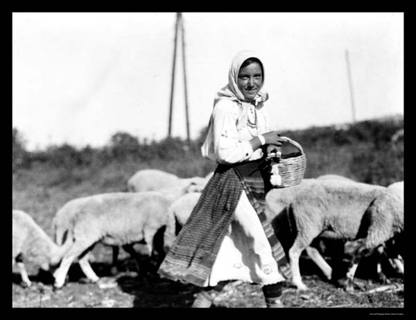 Bulgarian Shepherdess with Sheep