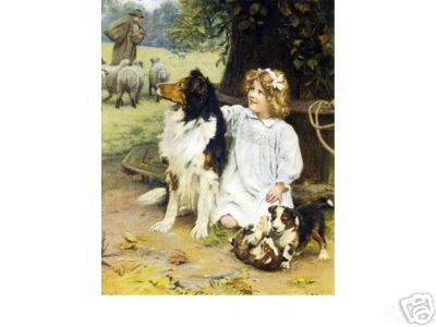 Child with Collie Man with Sheep