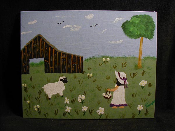 Child with Daises and Sheep