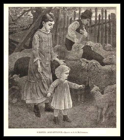 Child with Parents and Sheep