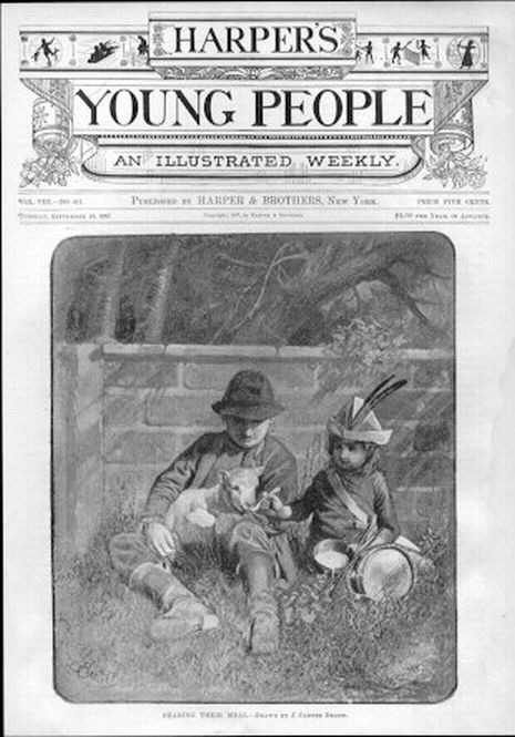 Children Spoon Feeding Lamb