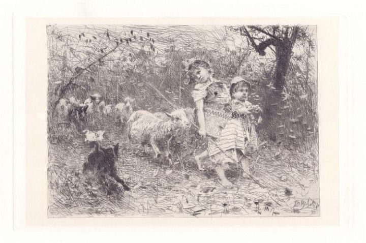 Children Taking Sheep to Pasture