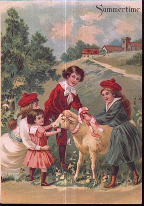 Children with Pet Lamb