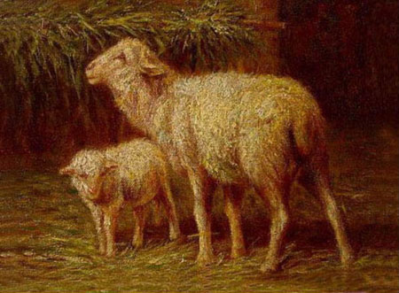 Cotswold Ewe with Lamb