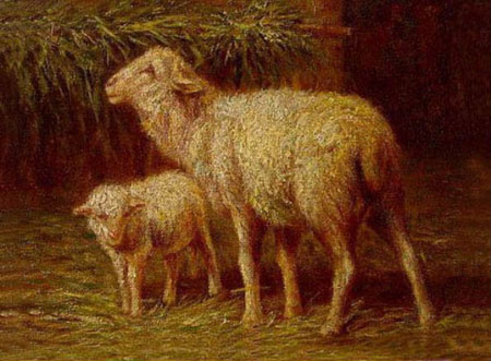 Cotswold Ewe with Lamb