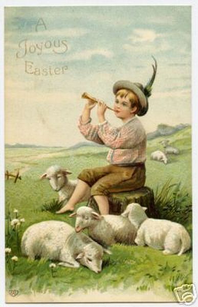 Easter Boy with Sheep and Horn
