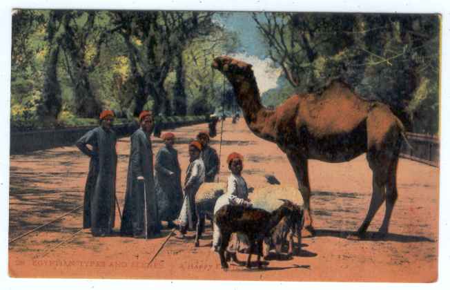 Egyptian Family with Camel and Sheep