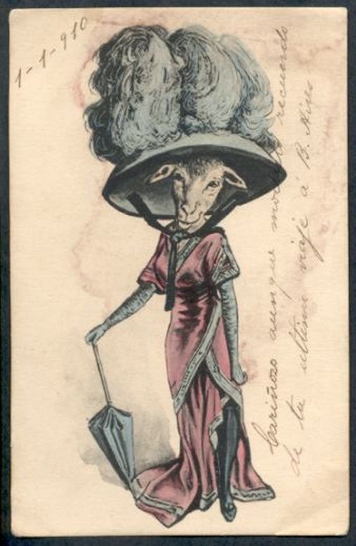 Elegant Woman Sheep with a Hat