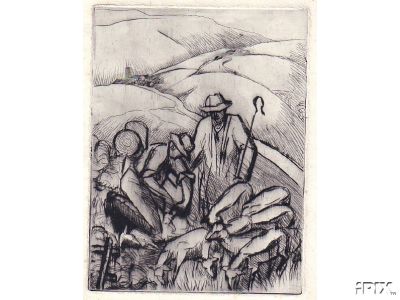 Etching Shepherds with Sheep