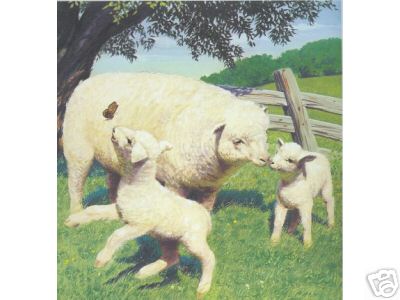 Ewe with Twins and Butterfly