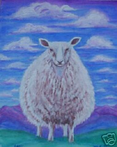 Farm Folk Sheep Painting