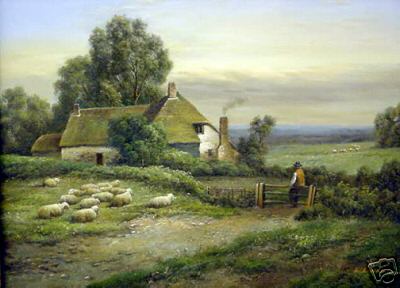 Farm House with Resting Sheep