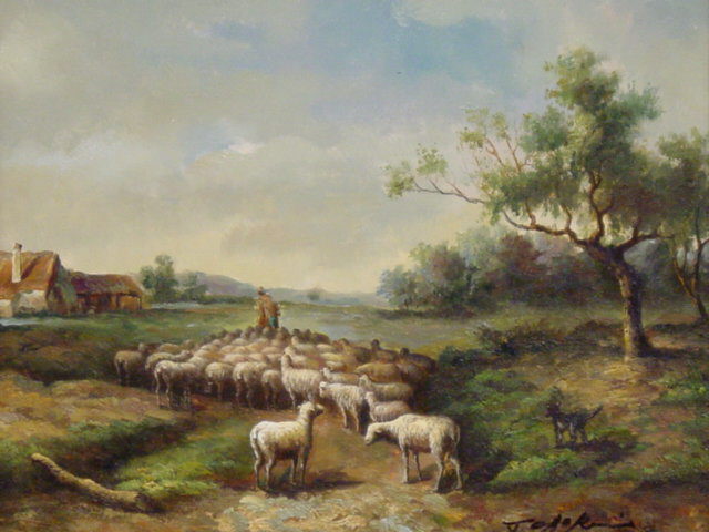 Flock of Sheeppersons with Shepherd