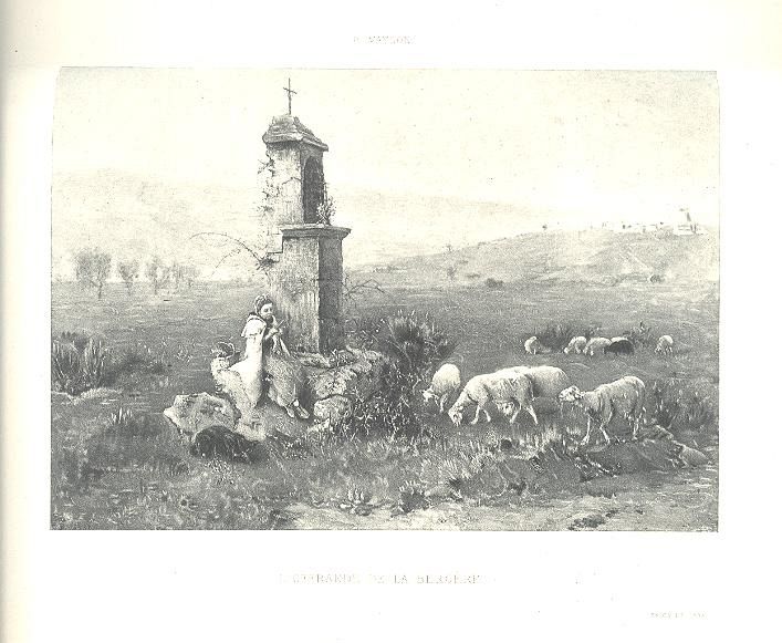 French Sheep Graze in a Cemetary