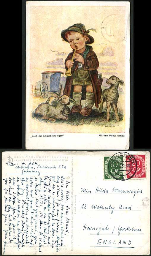 German 1952 Boy Shepherd Flute Sheep