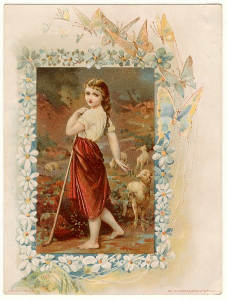Girl in Red with Sheep