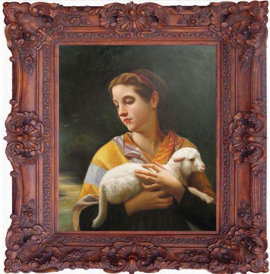 Girl with Sheep Oil Painting