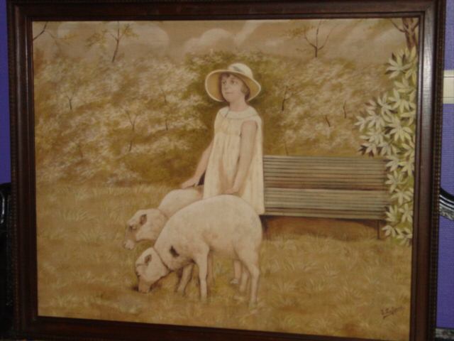 Girl with Two Pet Lambs