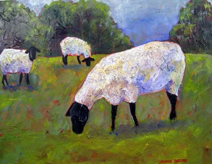 Grazing Art Suffolk Sheep