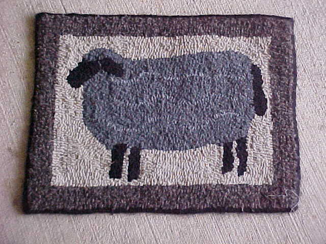 Grey Sheep Hooked Rug