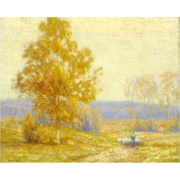 Gustave Wiegand Oil Landscape Painting Sheep