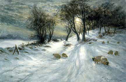 Joseph Farquharson Sheep in the Moonlit Snow