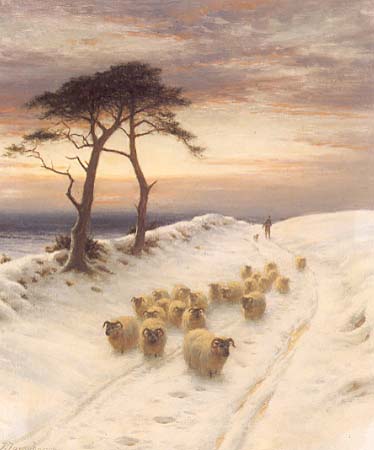 Joseph Farquharson Sheep in the Snow