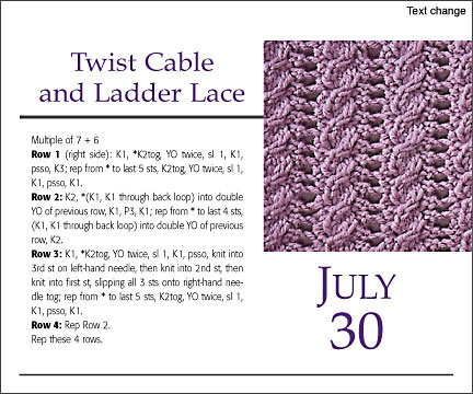 July 30 Twist Cable Lader Lace Knit