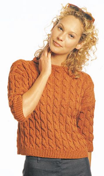 Knit Cable Sweater with Three Quarter Sleeves