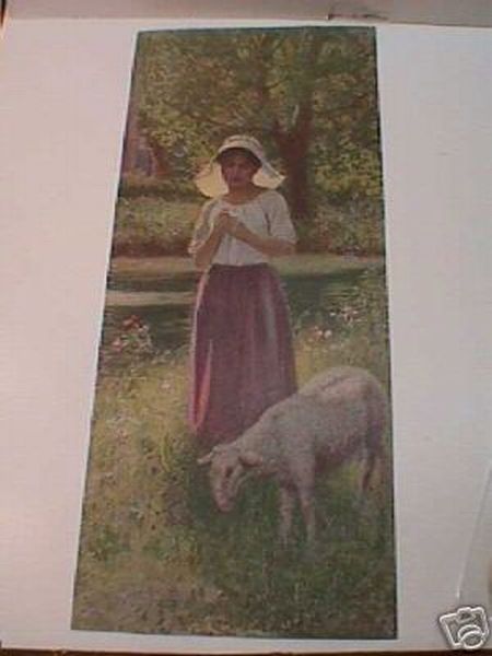 Lady and Sheep Print 1920