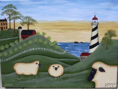 Lighthouse with Sheep