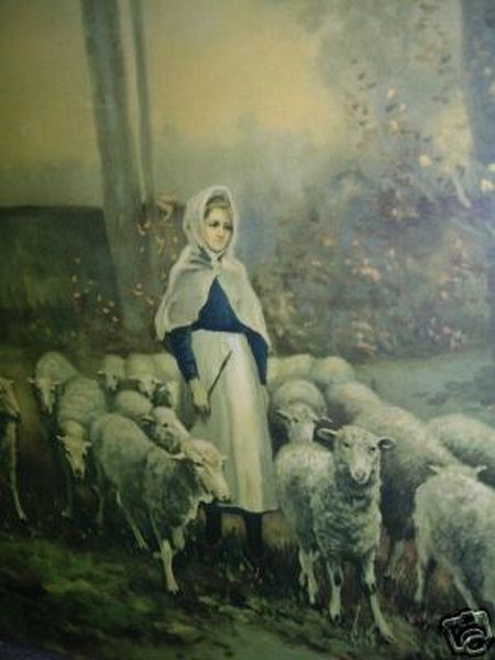 Little French Shepherdess with Her Sheep