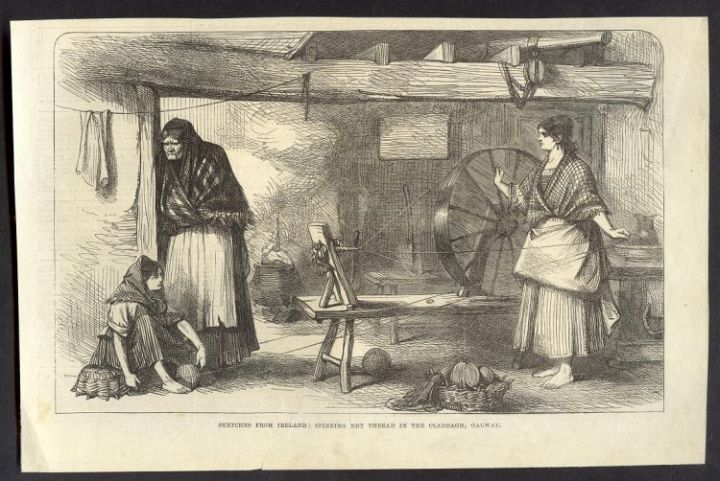Maid Mother and Crone Plying on a Spinning Wheel