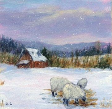 Minature Sheep on Snow