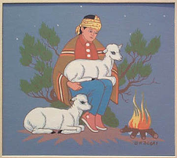 Navajo Girl with Sheep