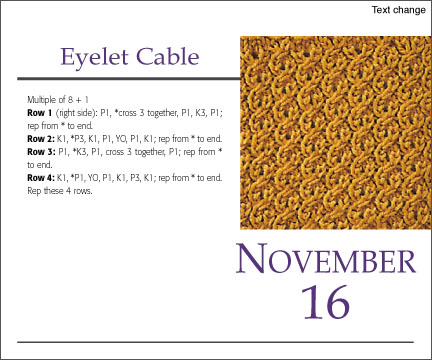 Nov 16 Eylet Cable Knit